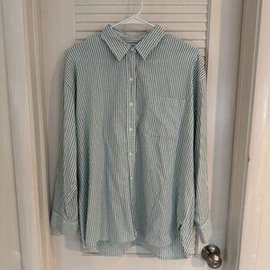 Faherty Super Soft Green & White Button-down Shirt Size Small